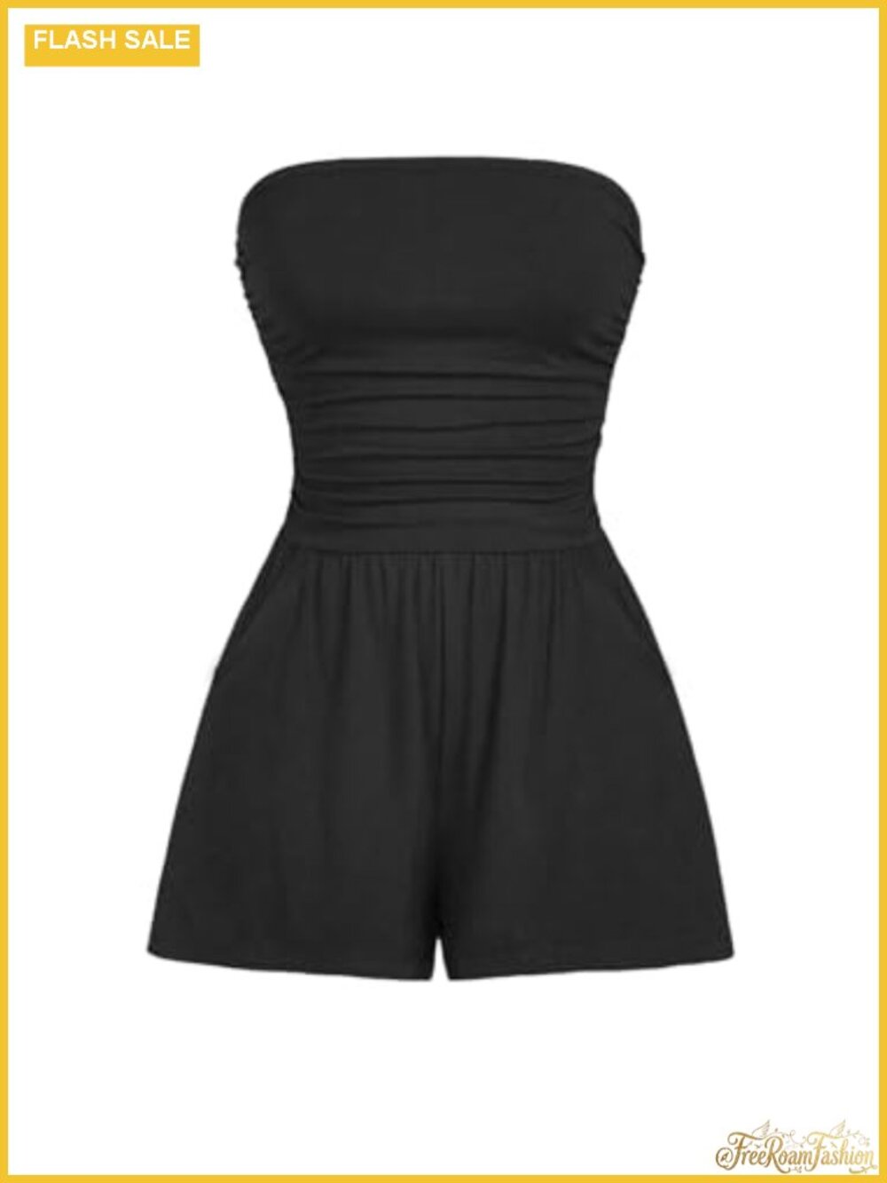 Women's Strapless Romper Sleeveless Off Shoulder Short Jumpsuit Summer Beach